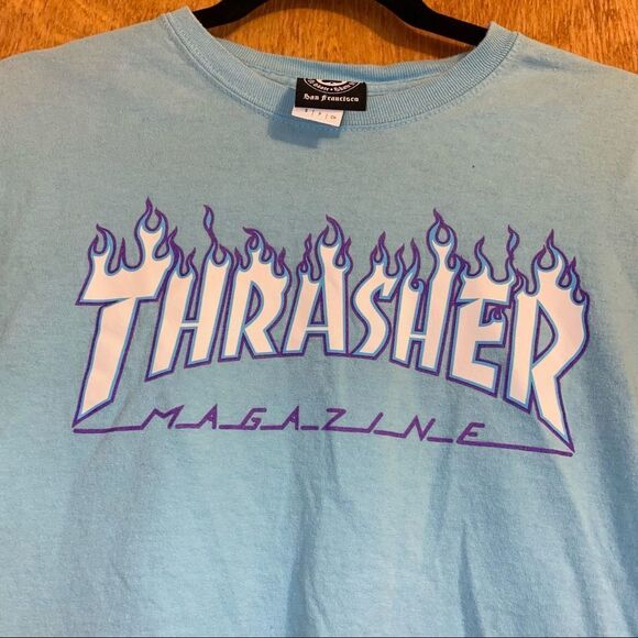 🍄 Thrasher Blue Flame Skater Tee - Picture 2 of 6